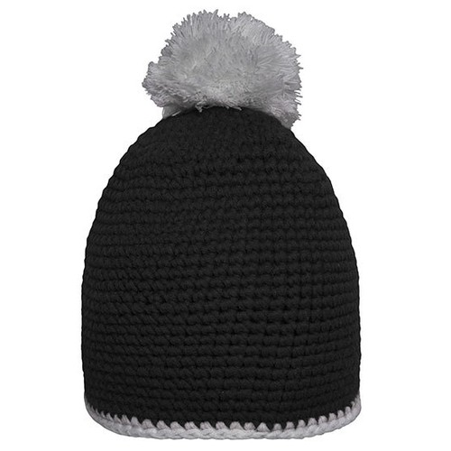 Pompon Hat With Contrast Stripe – Bild 3