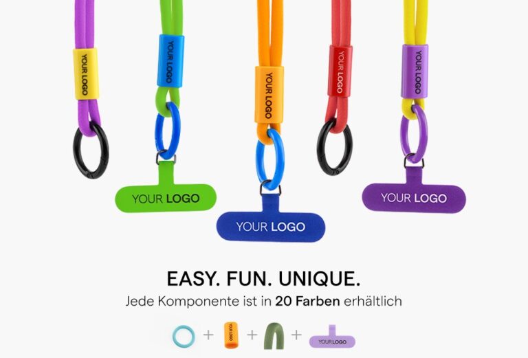Bunte Lanyards mit Einlegeplättchen für die Handyhülle